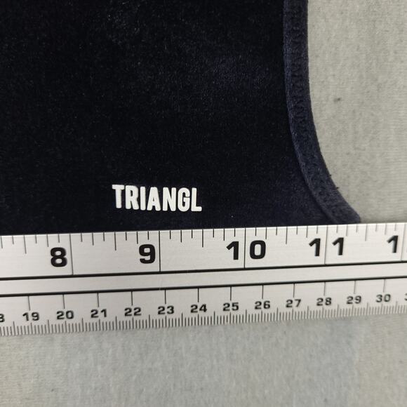 TRIANGL Black Velvet Bikini Top Sz Small Pullover Stretch Scoop Back Neoprene - Picture 5 of 8